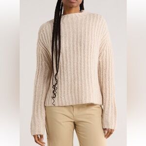 INDUSTRY NWT Cream Slouchy Soft Alpaca-Wool Blend Funnel Neck Pullover Sweater